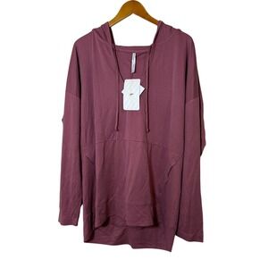 New Fabletics Sweatshirt Women L Mauve Athena Hooded Pullover Loose Fit Active